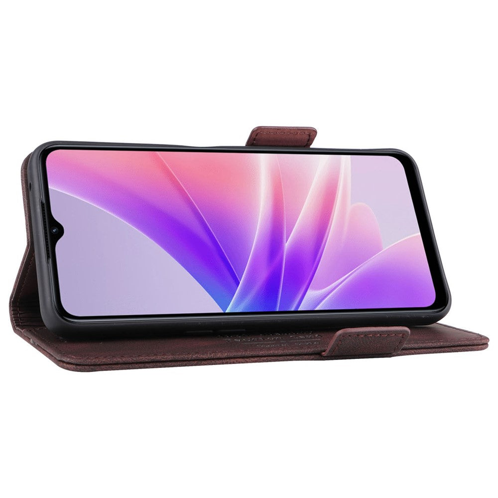 Oppo A57 (2022) 5G / A77 5G / OnePlus Nord N300 5G / Realme V23 5G hårdvarudesign PU-läder plånboksfodral i bokformat mobilfodral