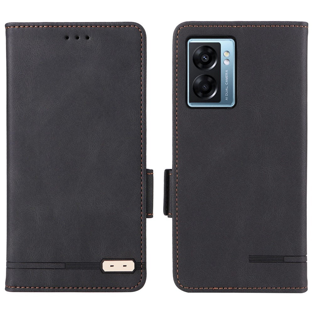 Oppo A57 (2022) 5G / A77 5G / OnePlus Nord N300 5G / Realme V23 5G hårdvarudesign PU-läder plånboksfodral i bokformat mobilfodral