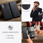 AUTSPACE A01 Series PU Leather Protective Shell for Xiaomi 12 Lite 5G, RFID Blocking Magnetic Closure Vintage Frosted Wallet Stand Flip Cover