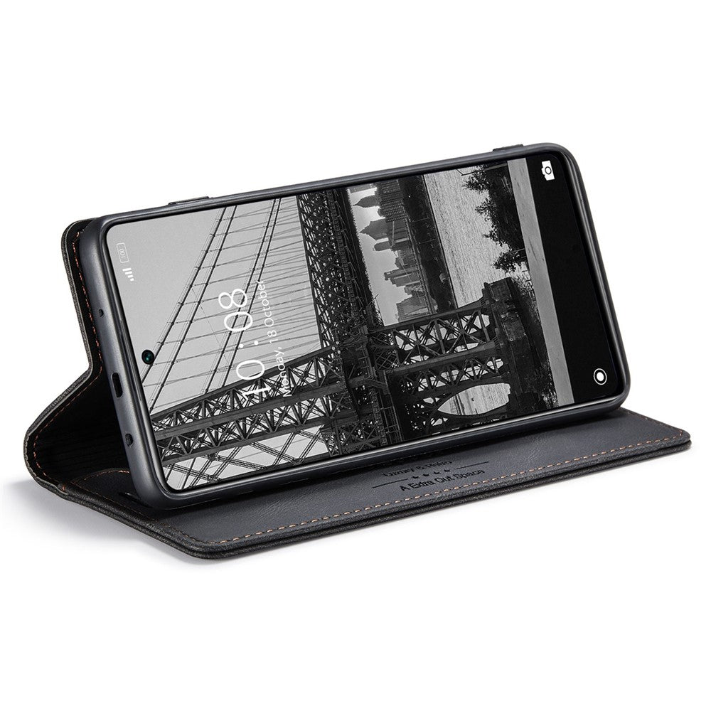 AUTSPACE A01 Series PU Leather Protective Shell for Xiaomi 12 Lite 5G, RFID Blocking Magnetic Closure Vintage Frosted Wallet Stand Flip Cover