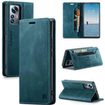 AUTSPACE A01 Series PU Leather Protective Shell for Xiaomi 12 Lite 5G, RFID Blocking Magnetic Closure Vintage Frosted Wallet Stand Flip Cover