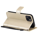 For iPhone 14 Phone Case with Stand Cat Tree Pattern Leather Wallet Mobile Cover