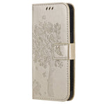 For iPhone 14 Phone Case with Stand Cat Tree Pattern Leather Wallet Mobile Cover