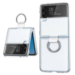 Samsung Galaxy Z Flip4 5G Transparent PC+PVC mobilskal Ringhållare Stöddesign Matt Reptåligt Skydd