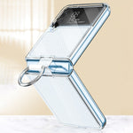 Samsung Galaxy Z Flip4 5G Transparent PC+PVC mobilskal Ringhållare Stöddesign Matt Reptåligt Skydd