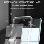 Samsung Galaxy Z Flip4 5G Transparent PC+PVC mobilskal Ringhållare Stöddesign Matt Reptåligt Skydd