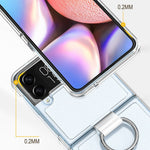 Samsung Galaxy Z Flip4 5G Transparent PC+PVC mobilskal Ringhållare Stöddesign Matt Reptåligt Skydd