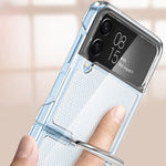 Samsung Galaxy Z Flip4 5G Transparent PC+PVC mobilskal Ringhållare Stöddesign Matt Reptåligt Skydd