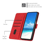 For Oppo A57 (2022) 5G / A77 5G Heart Shape Imprinted Phone Case PU Leather Skin-touch Feeling Wallet Hands-free Stand Feature Shell with Strap