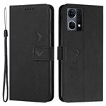 Oppo Reno7 4G/F21 Pro 4G Plånboksfodral med hudkänsla, hjärtformat PU-läder med tryck, magnetisk stängning, stativ och rem
