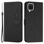 Til Samsung Galaxy A22 4G (EU-version)/M22/F22/M32 (Indisk version)/M32 (Global version) 4G Hudlignende følelse Hjerteformet præget telefoncover i PU-læder med pung, stander og rem