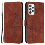 Til Samsung Galaxy A32 4G (EU version) Hjerteformpræget Skin-touch Telefon Læder Cover Pung Stand Indre TPU Cover