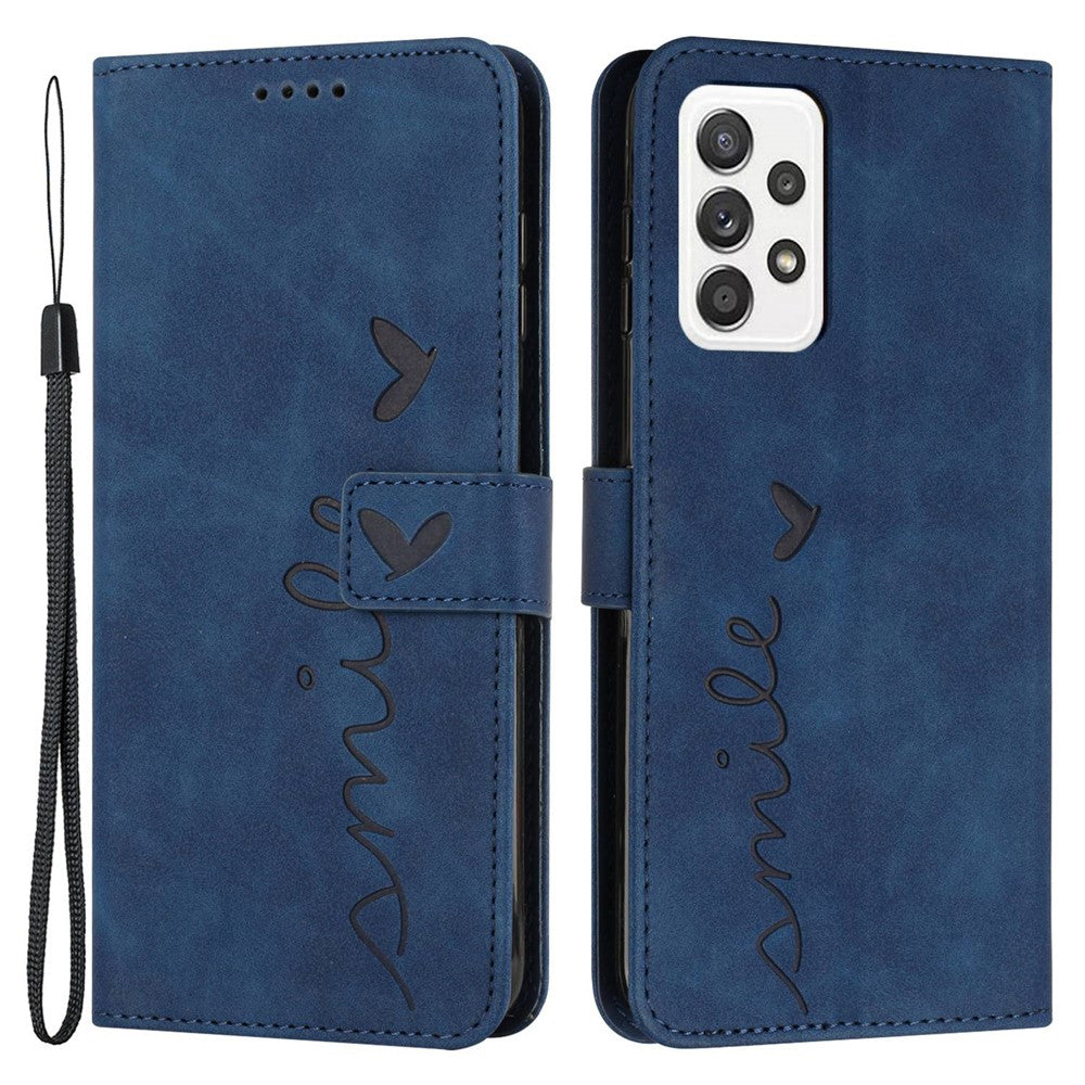 Til Samsung Galaxy A32 4G (EU version) Hjerteformpræget Skin-touch Telefon Læder Cover Pung Stand Indre TPU Cover
