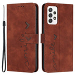 For Samsung Galaxy A23 5G (Global Version) / 4G Heart Shape Imprinted Skin-touch PU Leather Stand Wallet Phone Case Protector