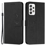 For Samsung Galaxy A23 5G (Global Version) / 4G Heart Shape Imprinted Skin-touch PU Leather Stand Wallet Phone Case Protector