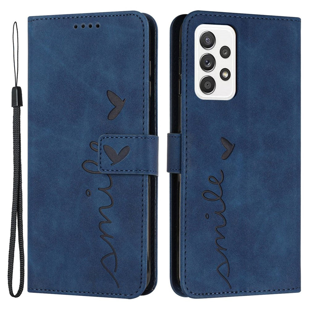 Hjerteformet præget telefoncover til Samsung Galaxy A33 5G, Skin-touch Standpung PU-læderetui