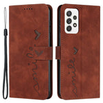 Hjerteformet præget telefoncover til Samsung Galaxy A33 5G, Skin-touch Standpung PU-læderetui