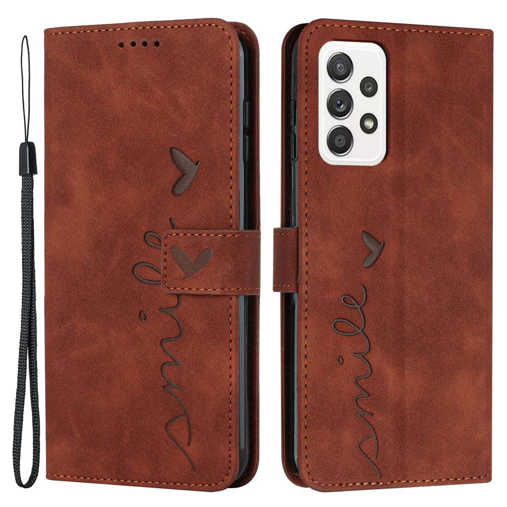 Hjerteformet præget telefoncover til Samsung Galaxy A33 5G, Skin-touch Standpung PU-læderetui