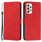 Hjerteformet præget telefoncover til Samsung Galaxy A33 5G, Skin-touch Standpung PU-læderetui