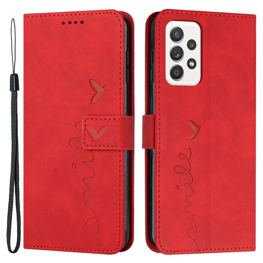 Hjerteformet præget telefoncover til Samsung Galaxy A33 5G, Skin-touch Standpung PU-læderetui