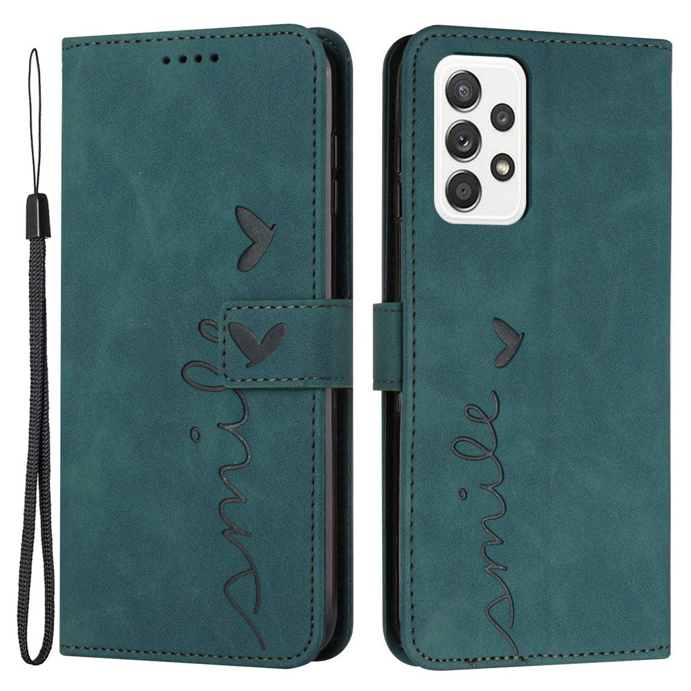 Hjerteformet præget telefoncover til Samsung Galaxy A33 5G, Skin-touch Standpung PU-læderetui