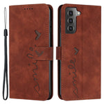 Stand Wallet Læder Telefoncover til Samsung Galaxy S21+ 5G, Skin-touch Præget Hjerteformet Beskyttelsescover