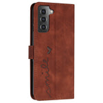 Stand Wallet Læder Telefoncover til Samsung Galaxy S21+ 5G, Skin-touch Præget Hjerteformet Beskyttelsescover