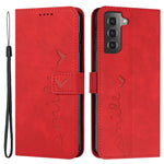 Stand Wallet Læder Telefoncover til Samsung Galaxy S21+ 5G, Skin-touch Præget Hjerteformet Beskyttelsescover