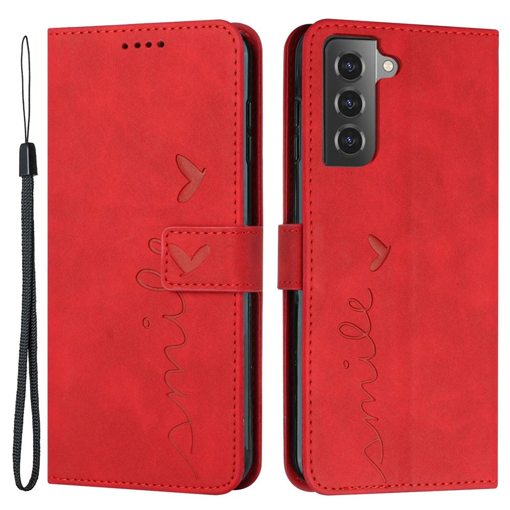 Stand Wallet Læder Telefoncover til Samsung Galaxy S21+ 5G, Skin-touch Præget Hjerteformet Beskyttelsescover