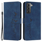 Stand Wallet Læder Telefoncover til Samsung Galaxy S21+ 5G, Skin-touch Præget Hjerteformet Beskyttelsescover
