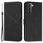 Stand Wallet Læder Telefoncover til Samsung Galaxy S21+ 5G, Skin-touch Præget Hjerteformet Beskyttelsescover