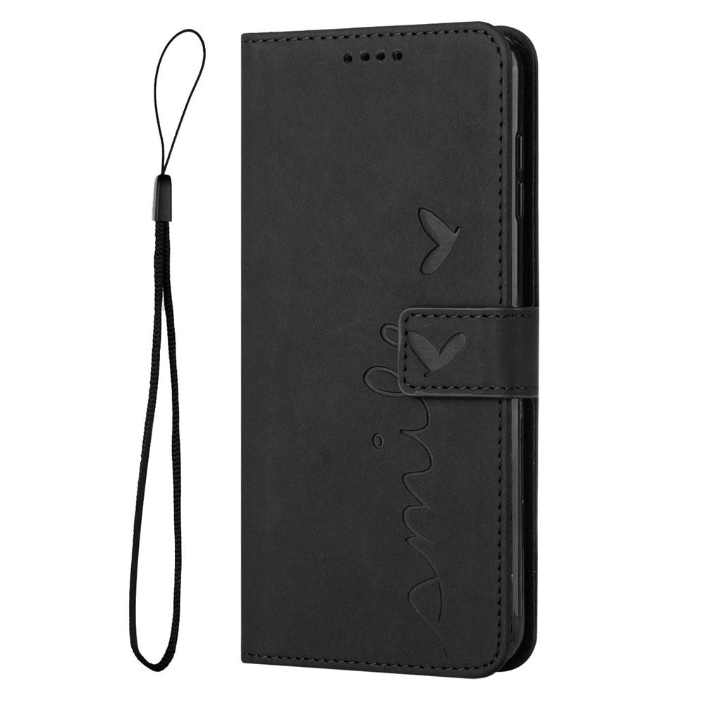 Shockproof Leather Phone Case for Samsung Galaxy A72 4G/5G, Skin-touch Stand Wallet Cover with Imprinting Heart Shape