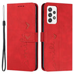Shockproof Leather Phone Case for Samsung Galaxy A72 4G/5G, Skin-touch Stand Wallet Cover with Imprinting Heart Shape