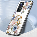 For Xiaomi 12X 5G/12 5G/12S 5G Anti-drop Flower Pattern Printed Back Cover TPU+PC+Tempered Glass Scratch-proof Phone Case with Kickstand
