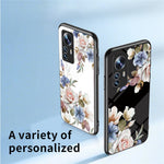 For Xiaomi 12X 5G/12 5G/12S 5G Anti-drop Flower Pattern Printed Back Cover TPU+PC+Tempered Glass Scratch-proof Phone Case with Kickstand