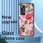 For Xiaomi 12X 5G/12 5G/12S 5G Anti-drop Flower Pattern Printed Back Cover TPU+PC+Tempered Glass Scratch-proof Phone Case with Kickstand