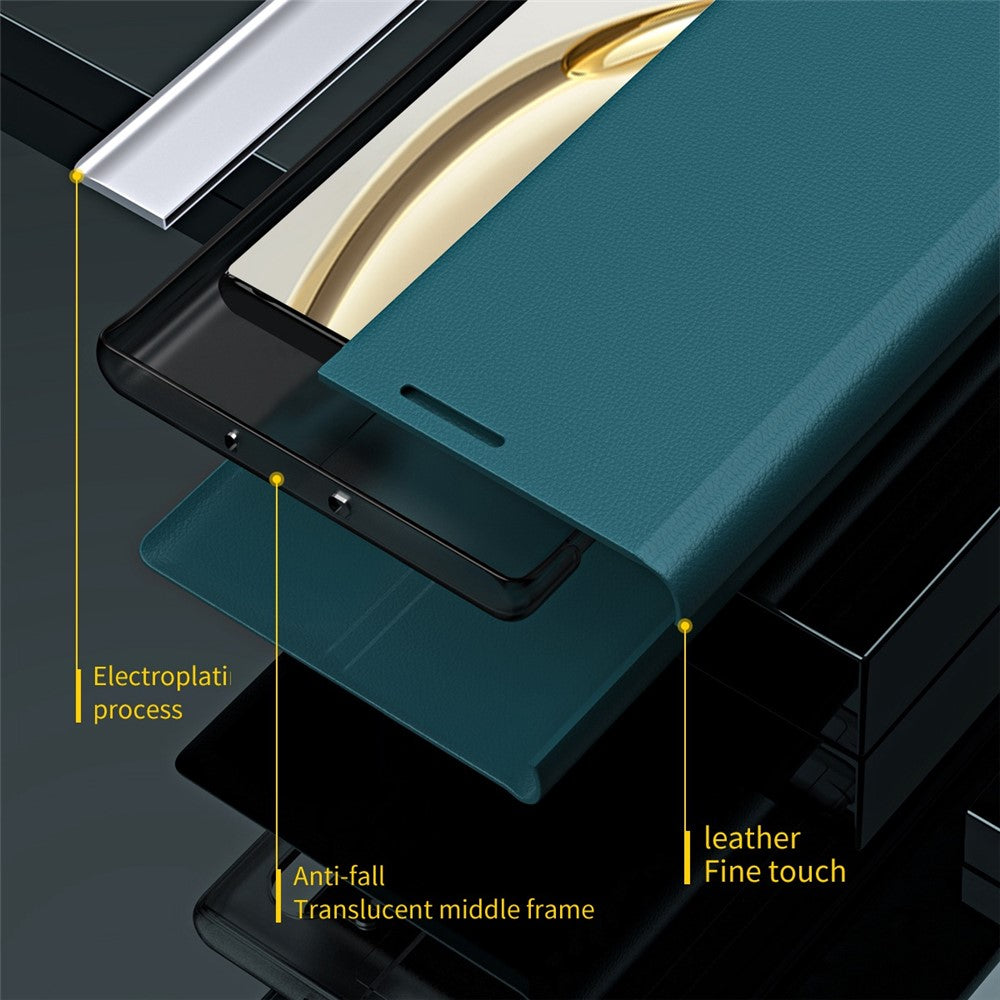 For Honor X9 5G / X30 5G / Magic4 Lite 5G Wear-resistant PU Leather Stand Function Case Electroplating Cell Phone Cover