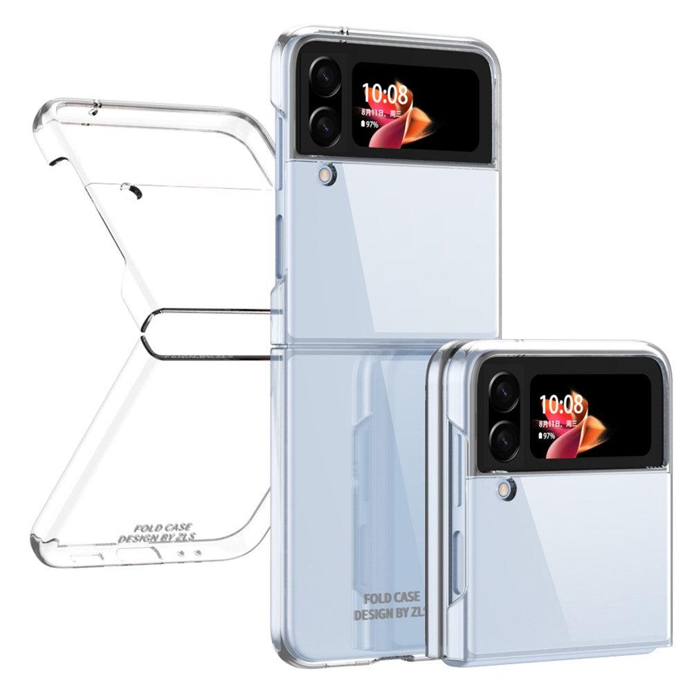 For Samsung Galaxy Z Flip4 5G Transparent PC Precise Cutout Electroplate Phone Case Anti-scratch Cover