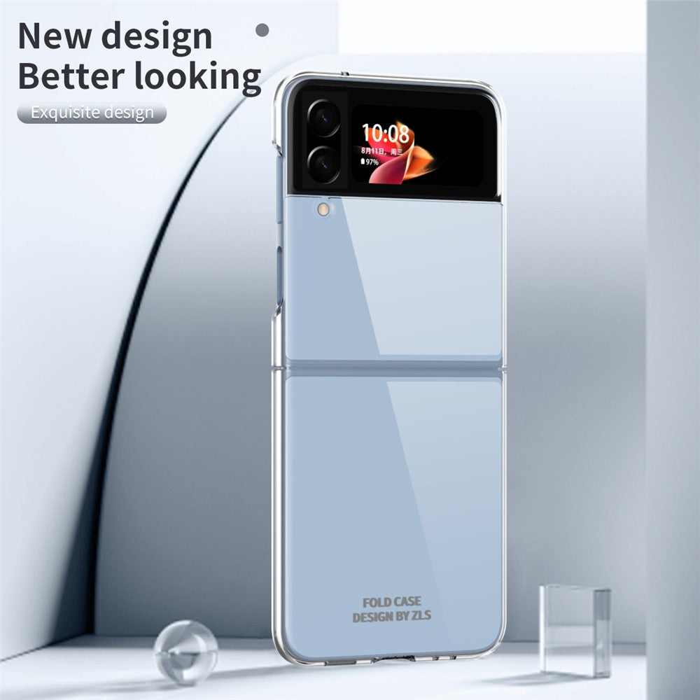 For Samsung Galaxy Z Flip4 5G Transparent PC Precise Cutout Electroplate Phone Case Anti-scratch Cover