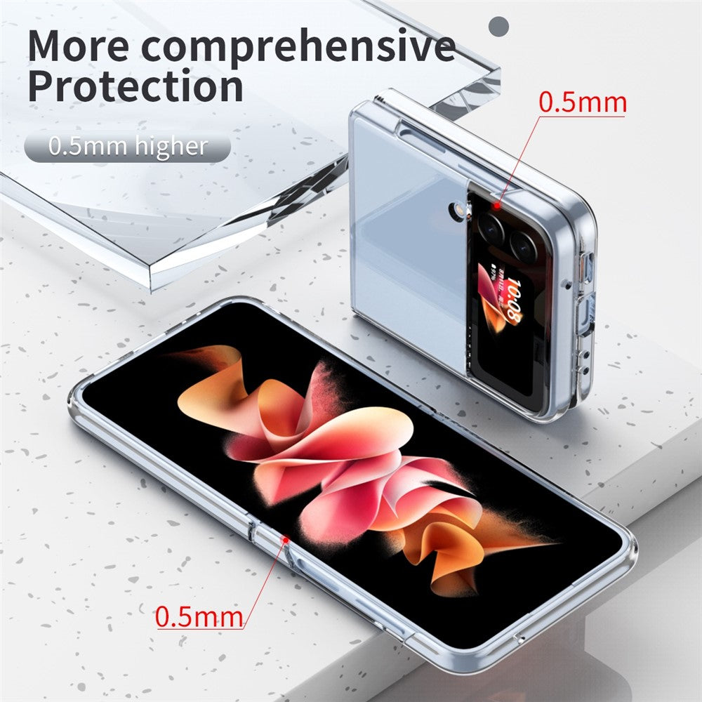 For Samsung Galaxy Z Flip4 5G Transparent PC Precise Cutout Electroplate Phone Case Anti-scratch Cover