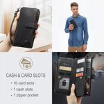 For Samsung Galaxy S22 Ultra 5G Phone Cases with Strap CASEME C30 Zipper Multiple Card Holder PU Leather Cover
