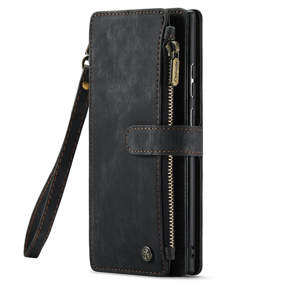 For Samsung Galaxy S22 Ultra 5G Phone Cases with Strap CASEME C30 Zipper Multiple Card Holder PU Leather Cover