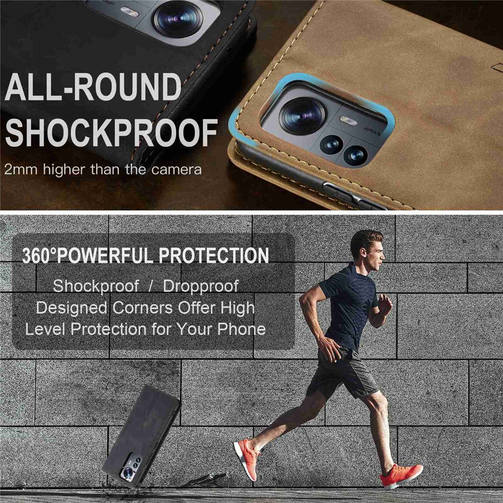 CASEME 013 Series for Xiaomi 12 Lite 5G PU Leather Wallet Case Magnetic Auto-absorbed Stand Phone Case