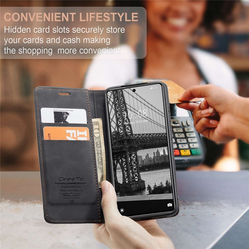 CASEME 013 Series for Xiaomi 12 Lite 5G PU Leather Wallet Case Magnetic Auto-absorbed Stand Phone Case