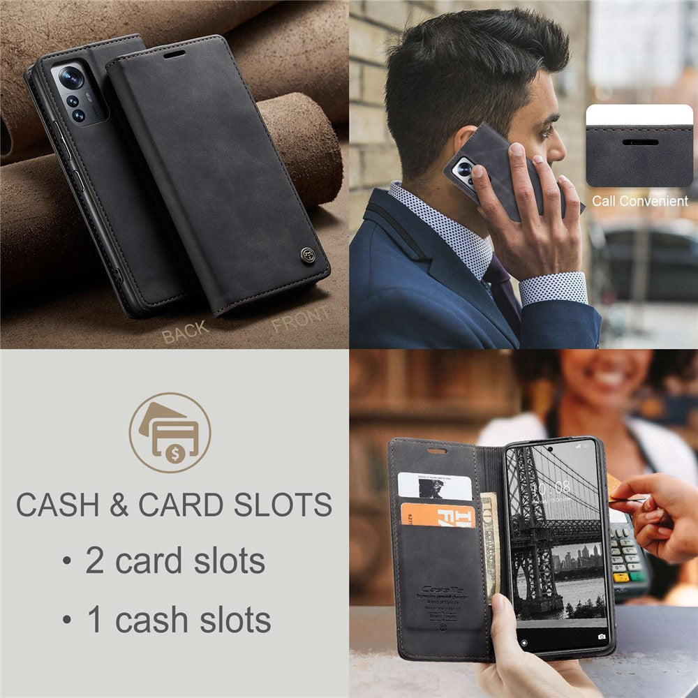 CASEME 013 Series for Xiaomi 12 Lite 5G PU Leather Wallet Case Magnetic Auto-absorbed Stand Phone Case