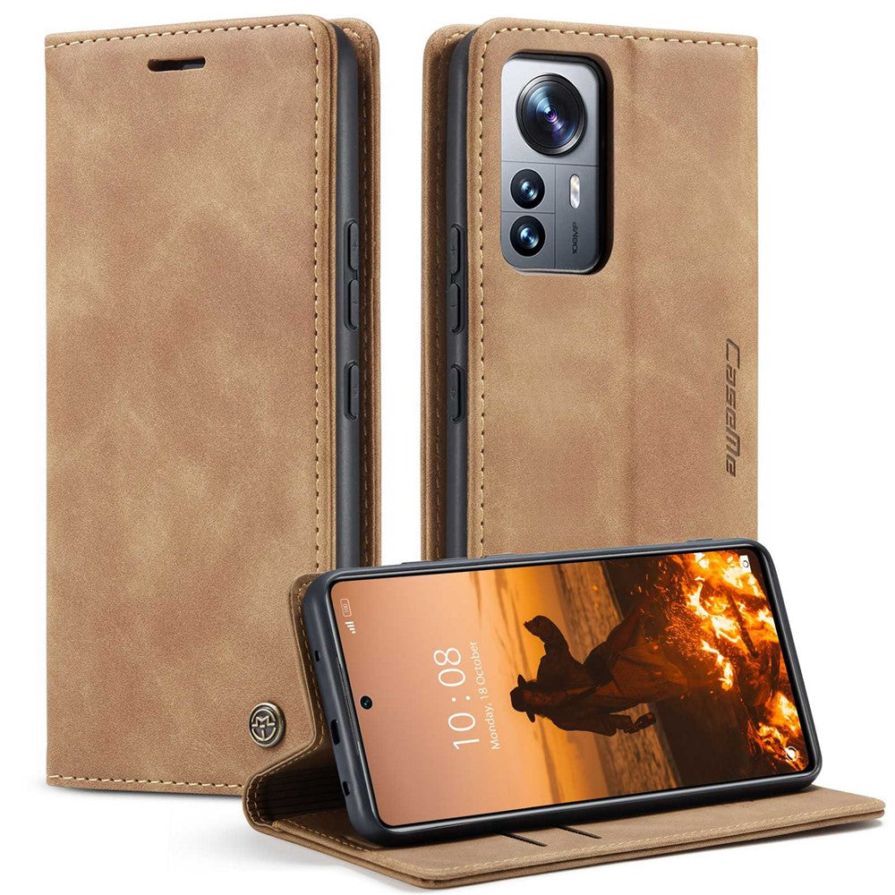 CASEME 013 Series for Xiaomi 12 Lite 5G PU Leather Wallet Case Magnetic Auto-absorbed Stand Phone Case