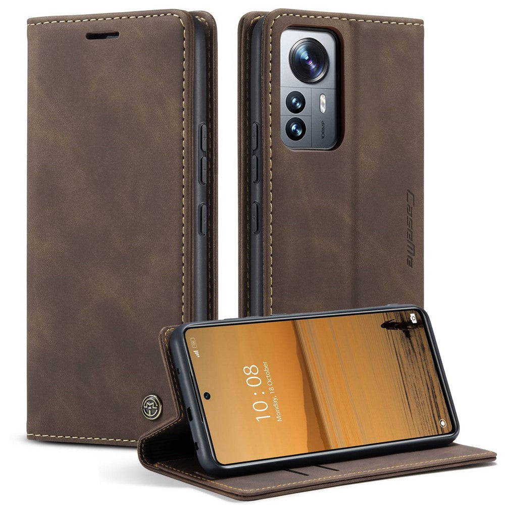 CASEME 013 Series for Xiaomi 12 Lite 5G PU Leather Wallet Case Magnetic Auto-absorbed Stand Phone Case