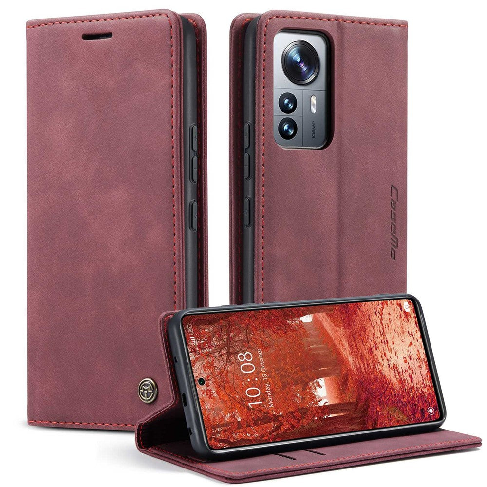 CASEME 013 Series for Xiaomi 12 Lite 5G PU Leather Wallet Case Magnetic Auto-absorbed Stand Phone Case