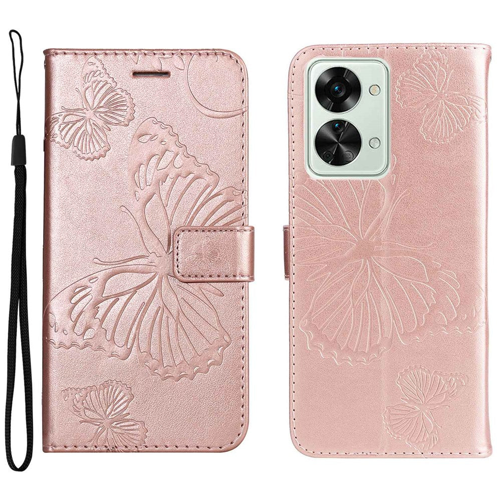 For OnePlus Nord 2T 5G Case Solid Color Leather Mobile Cover Wallet Stand with Strap