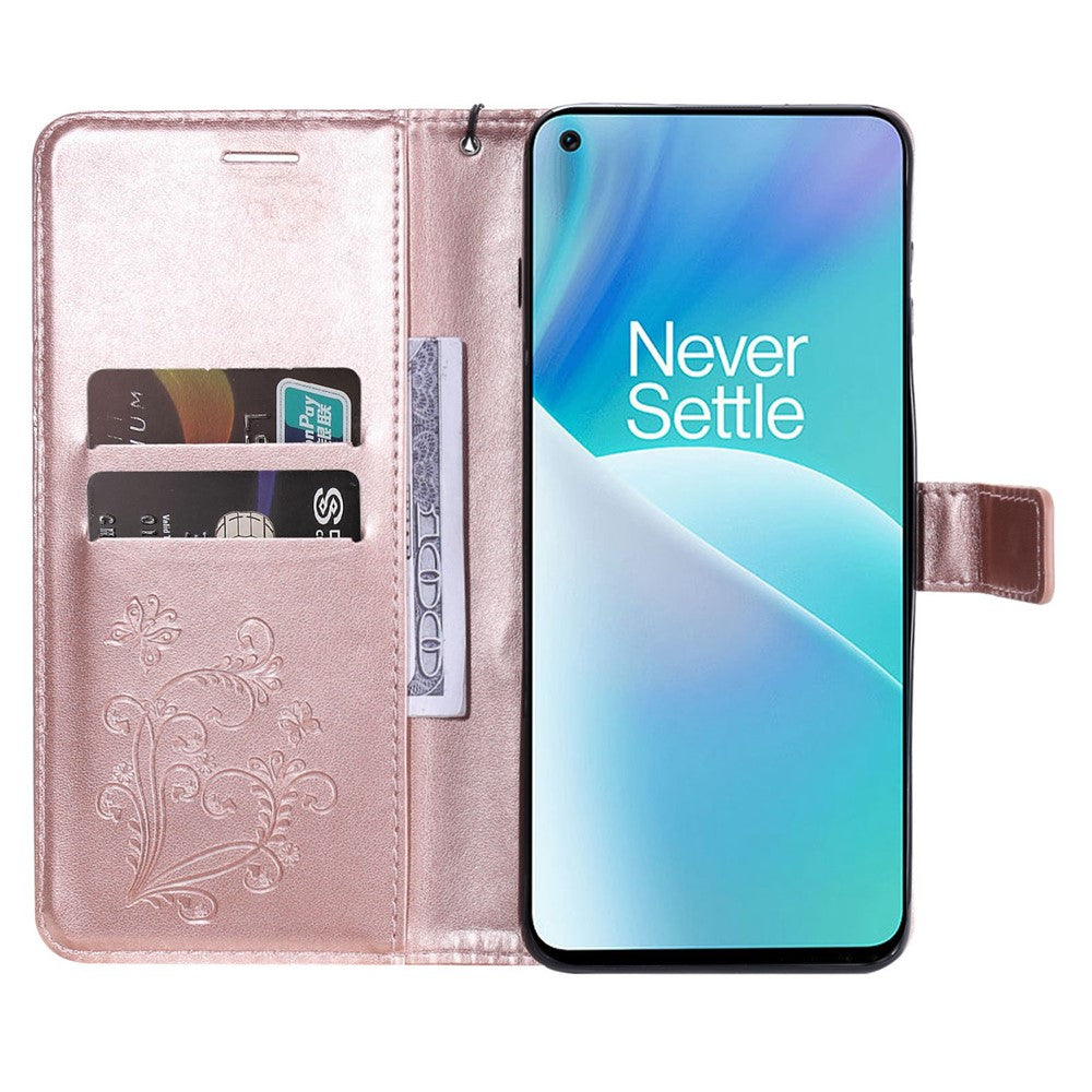 For OnePlus Nord 2T 5G Case Solid Color Leather Mobile Cover Wallet Stand with Strap